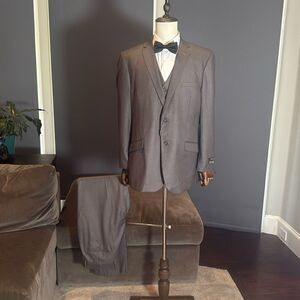 Men’s Antonio Uomo Gray Slim Fit Formal 3 Piece Suit Size 46 Jacket 40 Pants NEW